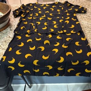 Vintage 80s More Honey Half Moon Crescent Shape Skirt and Top Set L XL